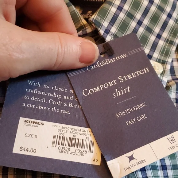Croft & Barrow Shirt size Small NWT plaid button-down - Picture 7 of 7